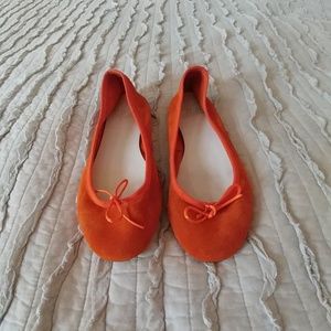 Italian size 40 orange suede ballet flats